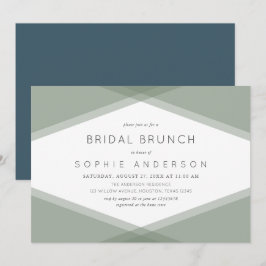 Sage Layered Geometric & Blue Slate Bridal Brunch Einladung