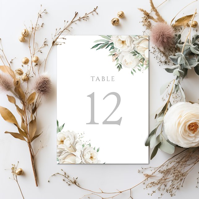 Sage Leaf & White Blume Hochzeitsempfang Tischnummer (Von Creator hochgeladen)