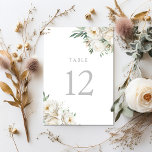 Sage Leaf & White Flower Wedding Reception Tischnummer<br><div class="desc">Sage Leaf & White Flower Wedding Reception Table Number Elevate your wedding reception ambiance with the "Sage Leaf & White Flower Wedding Reception Table Number". This elegant table number perfectly captures the essence of refined elegance and botanical beauty, seamlessly blending into any sophisticated wedding theme. Designed with a soft, pristine...</div>