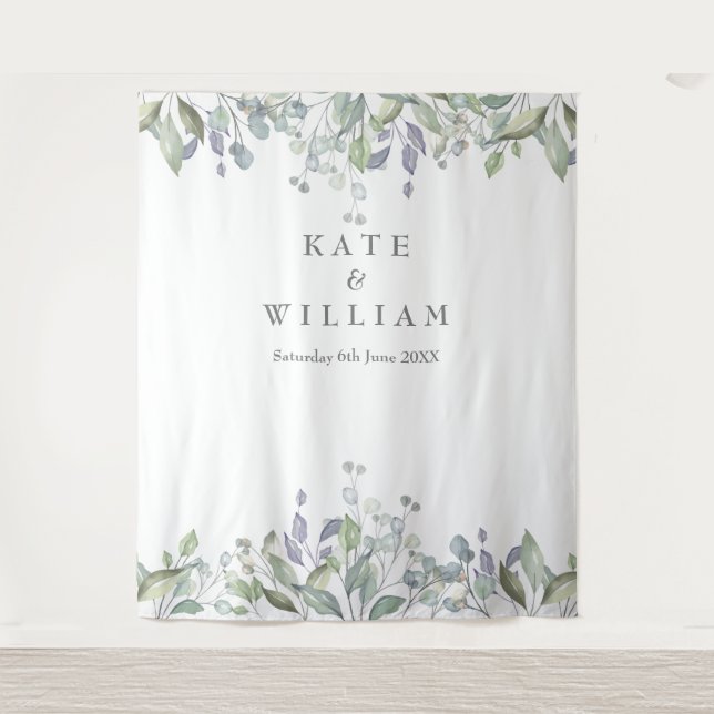 Sage Lilac Greenerity Wedding Foto Stand Hintergru Wandteppich (Vorderseite)