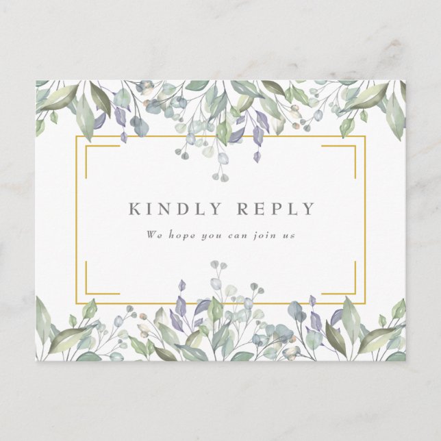 Sage Lilac Verdure Mariage RSVP Invitation (Devant)