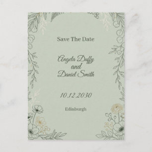 Sage Line Art Floral Save-the-Date-Karte Postkarte
