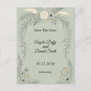 Sage Line Art Floral Save-the-Date-Karte Postkarte
