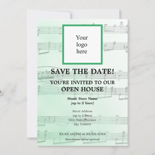 Sage Local Music Store I Logo Open House Save The Date (Vorderseite)