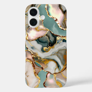 Sage Marmor Handyhülle Gold Abstrakte Luxus iPhone 16 Hülle
