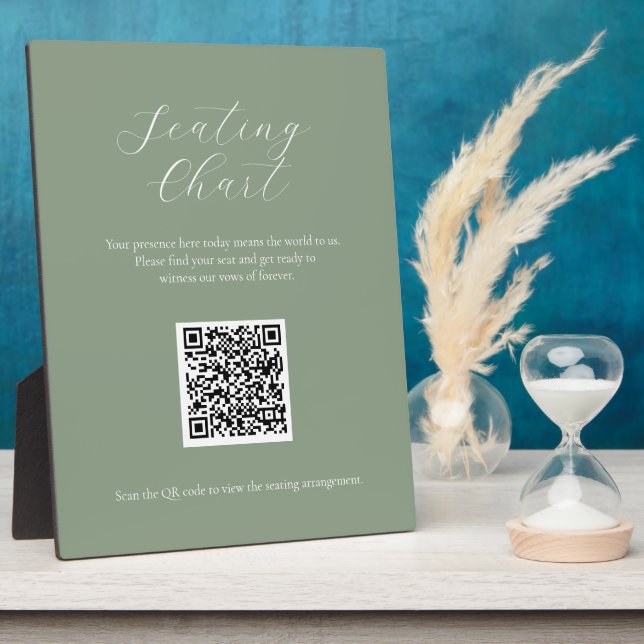 Sage Minimal Chart Sign mit QR Code Plaque Fotoplatte (Seite)
