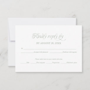 Sage Minimalistische Hochzeits-RSVP Elegante Antwo RSVP Karte