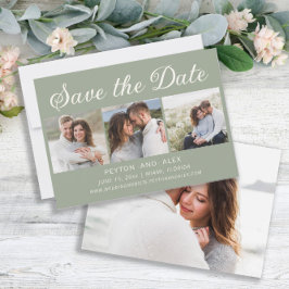 Sage Mint Green 4-Foto 2-seitige Hochzeitsstimme R Save The Date
