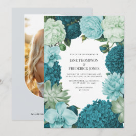Sage Mint, Ocean Teal & Ice Bluebell Wedding Einladung