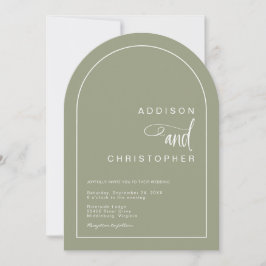 Sage Modern Arch Minimalistische Script Hochzeit Einladung