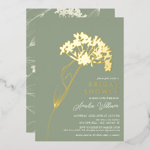 Sage Modern Floral Brautparty Folien-Einladung Folieneinladung