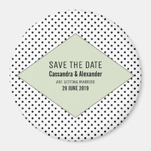 Sage Modern Polka Dots Save the Date Magnet