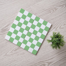 Sage moderne Carreaux vert et blanc À damiers céra