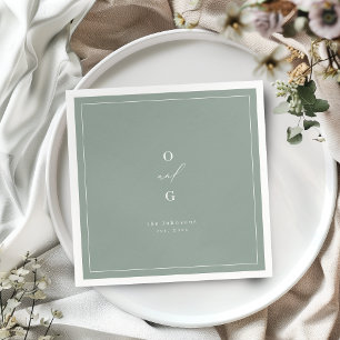 Sage moderne Paar monogramm minimalistische Hochze Serviette