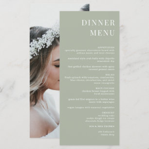 Sage moderne Vert minimaliste menu de dîner photo