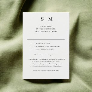 Sage Monogram Classic Wedding RSVP Karte