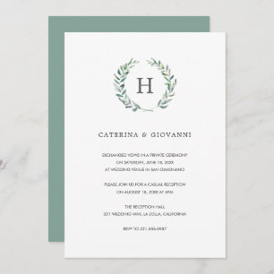Sage Monogram Greenery Rustic Wedding Reception Einladung