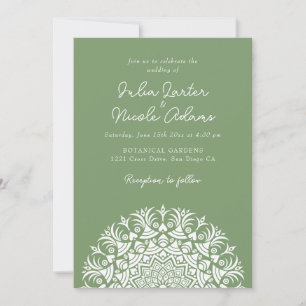 Sage Moos Grün Abstraktes Mandala Hochzeit Einladung