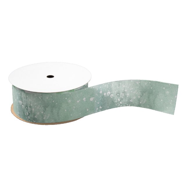 Sage Mottling & Splash Grosgrain Ribbon Ripsband (Spule)