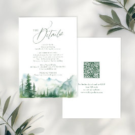 Sage Mountain Forest Rustic QR code Details Mitteilungskarte