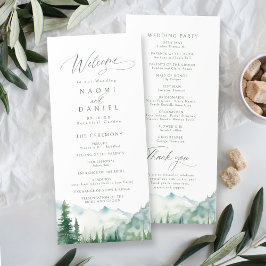 Sage Mountain Forest Rustic Wedding Programs Menükarte