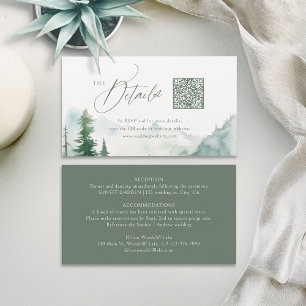Sage Mountain Forest Rustik QR-Code Details Platzkarte