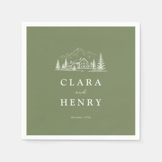 Sage Mountain Wedding Napkins Serviette (Vorderseite)