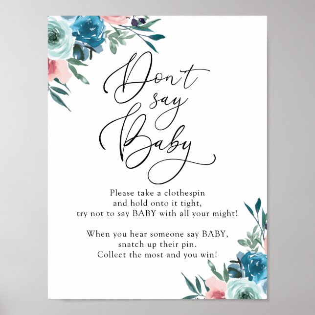 Sage nicht Baby Pink und Blue Game Sign Poster (Vorne)