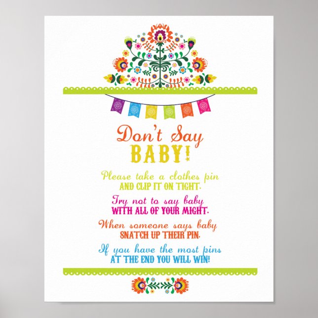 Sage nicht Baby Shower Games Poster Fiesta (Vorne)