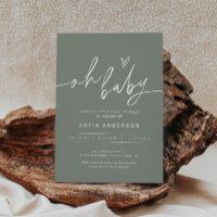 SAGE Oh Baby shower Invitation - Hommes Neutres