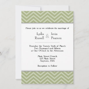 Sage Olive Green Chevron Faire-part de mariage