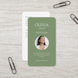 Sage Olive Green Foto Social QR-Code Visitenkarte
