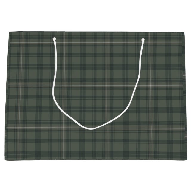 Sage Olive Green Kariert | Moderner Rustikaler Url Große Geschenktüte (Vorderseite)