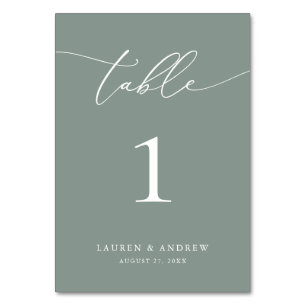Sage Olive Green Minimalistisch Wedding Event Cu Tischnummer
