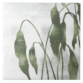 Sage Olive Green Painterly Botanical Art 03 Fliese