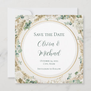 Sage Pampas Grass Save the Date Personalisierbar