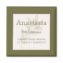 Sage Personalized Bridesmaid Name Magnet