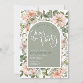 Sage Pink Blush Wildblumen Grad Party Einladung