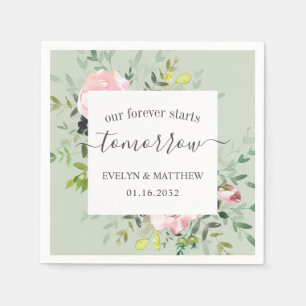 Sage Pink Floral Forever fängt morgen Probe an Serviette