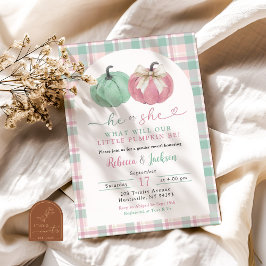 Sage Pink Ginham Preppy Pumpkin Gender Reveal Einladung