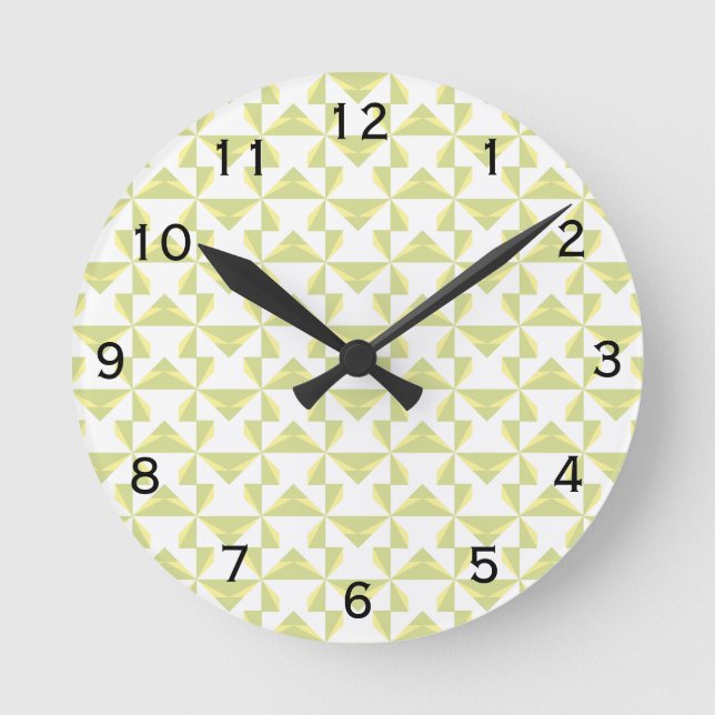 Sage Pinwheels Runde Wanduhr (Vorderseite)