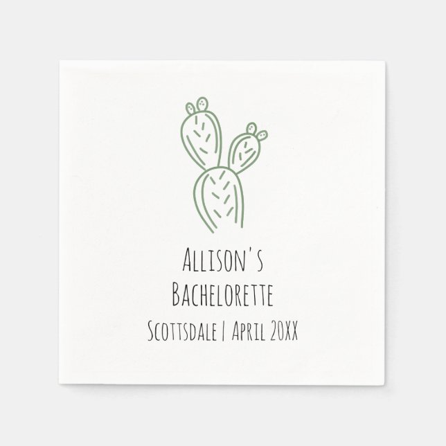 Sage Prickly Pear Cactus Bachelorette Paper Napkin Serviette (Vorderseite)
