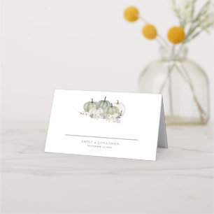 Sage Pumpkins Autumn Florals Names Date Wedding Platzkarte