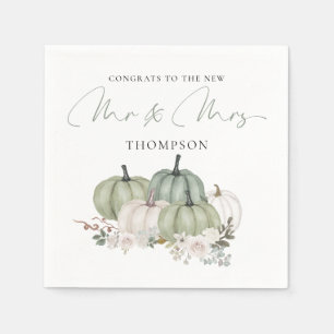 Sage Pumpkins Florals Glückwunsch Mr. Wedding Serviette