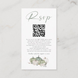 Sage Pumpkins Florals QR Code Wedding RSVP Begleitkarte