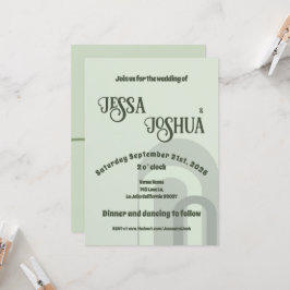 Sage Retro Funky Disco Wedding - Bold Modern Fun Einladung