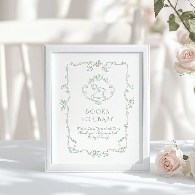 Sage Rocking Pferd Chinoiserie Bücher für das Baby Poster (Von Creator hochgeladen)