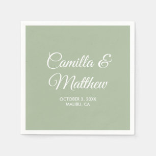 Sage Romantic Script Personalisiert Wedding Napkin Serviette