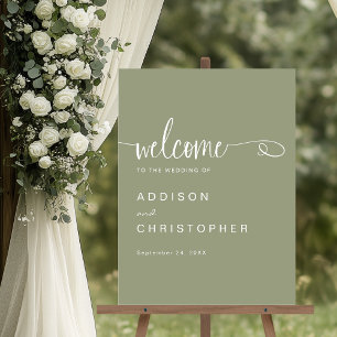 Sage Script Moderne Minimale Hochzeit Willkommen Acrylschild