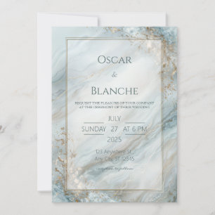Sage Seafoam Goldfolie Marmor Hochzeit Einladung